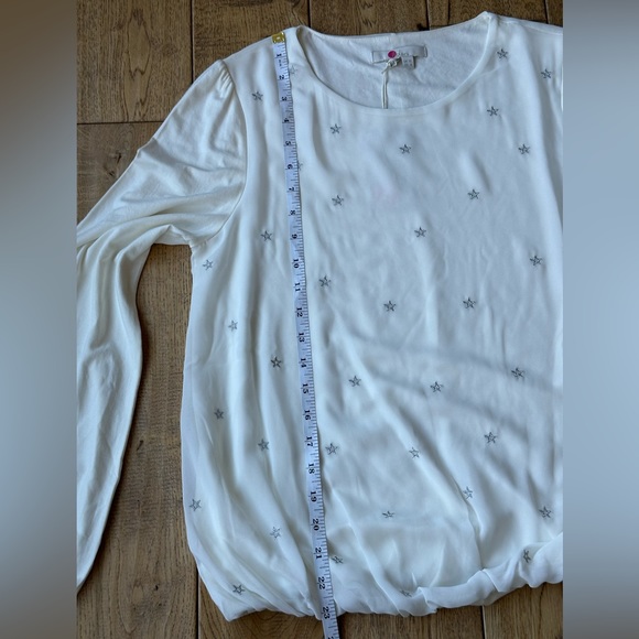 Boden White Tori Silver Embroidered Metallic Star Long Sleeve Top size 6 NWT - Picture 12 of 13